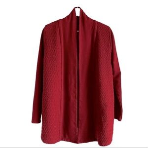 Lucky Brand Cardigan Braid Knit Reddish Brown Medium Linen Blend Pockets